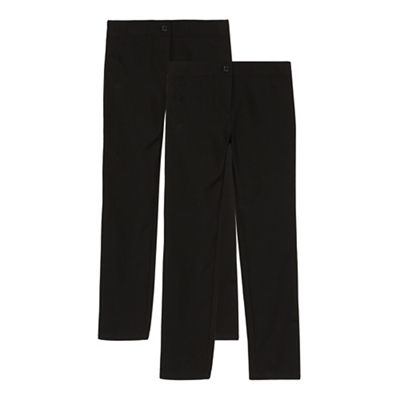 Girls' pack of two black slim fit trousers